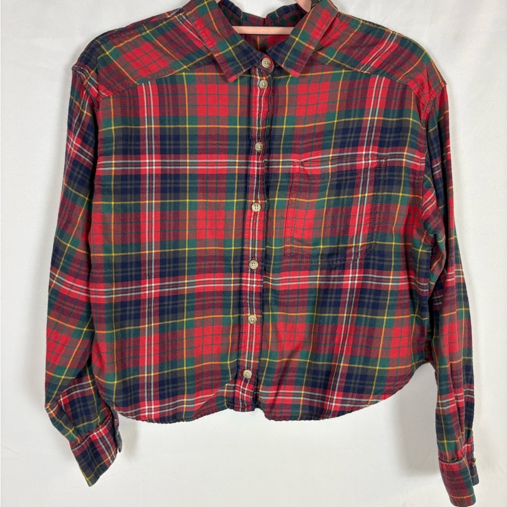 American Eagle Outfitters Red and Green Plaid Shirt